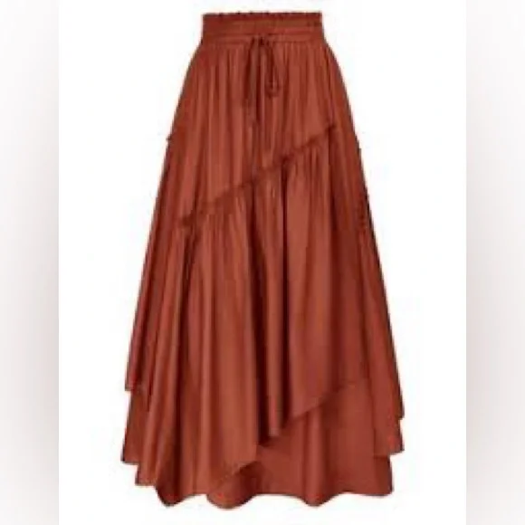 NWOT Scarlett Darkness Renaissance Boho Ruffle Skirt XL Terracotta Rust Red - Picture 1 of 8